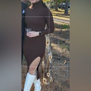 Revolve chocolate brown sweater dress
